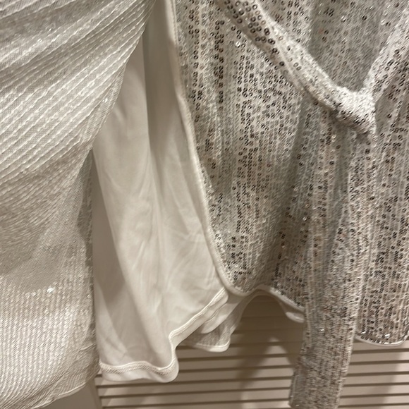 Forever 21+ silver sequin faux wrap party dress - Picture 6 of 7